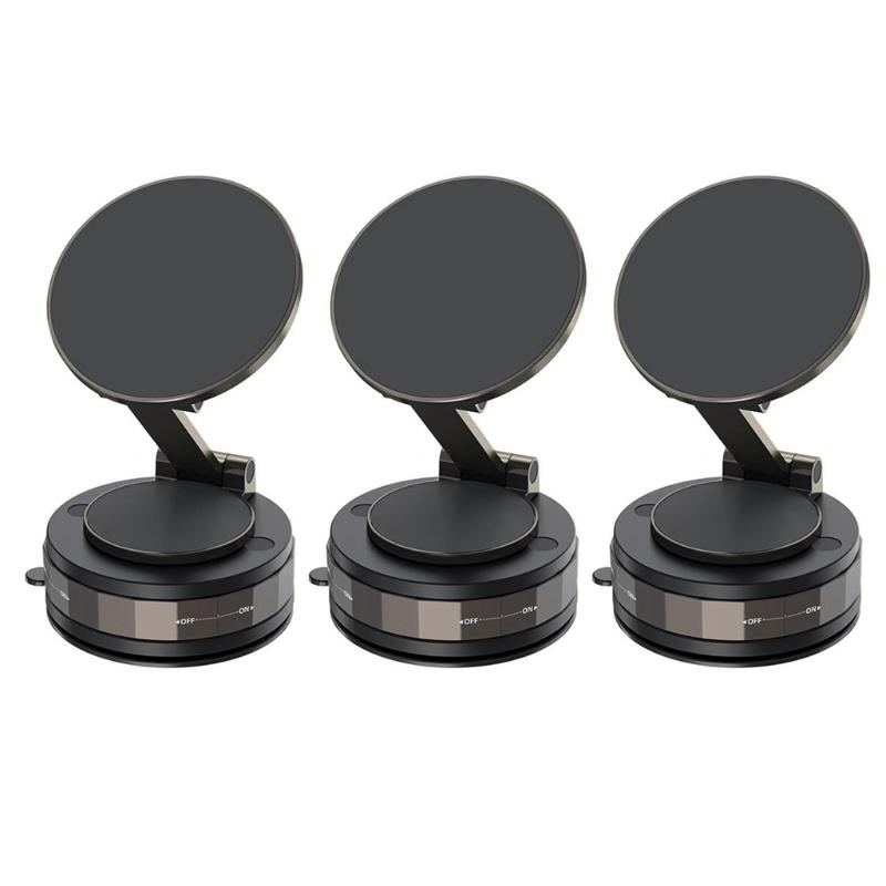 Strong Magnetic Car Phone Holder Adjustable Stand with Vacuum Suction Base for Multiple Surfaces Dashboard Installation