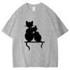 Cat Cuddling Together Pattern Unisex Women Cotton TShirt Fashion Short Sleeve Casual Summer Street Simple Loose Tops Neutral Tees