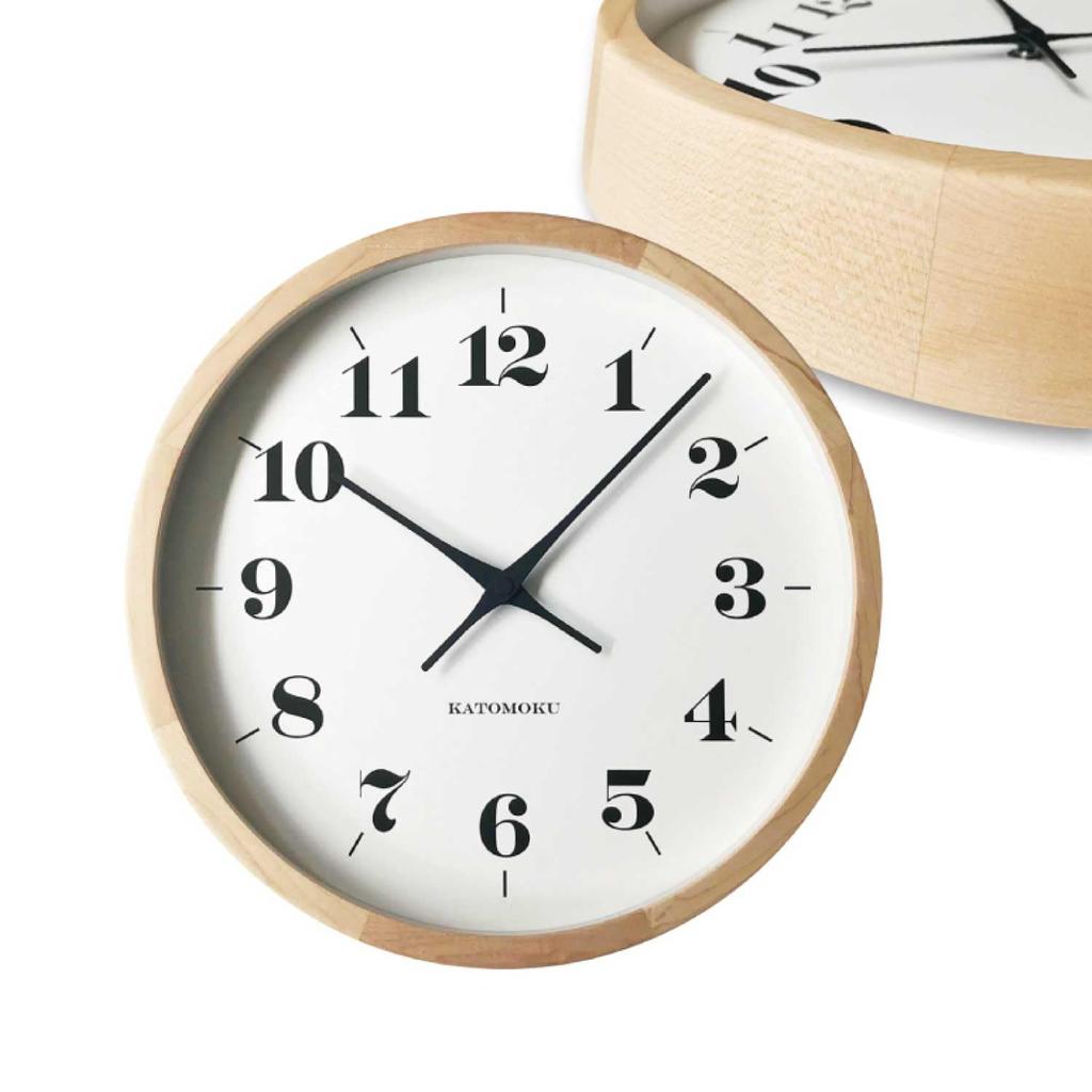KATOMOKU Muku Round Wall Clock 12 Maple Wall Clock with Continuous Second Hand Movement H. km-98HM 306mm (quartz Clock)