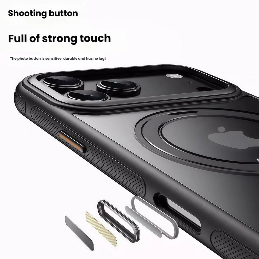 360° Rotating Kickstand Transparent Shockproof Phone Case for iPhone 17 Pro Max/Pro/Air with Full-Button Coverage