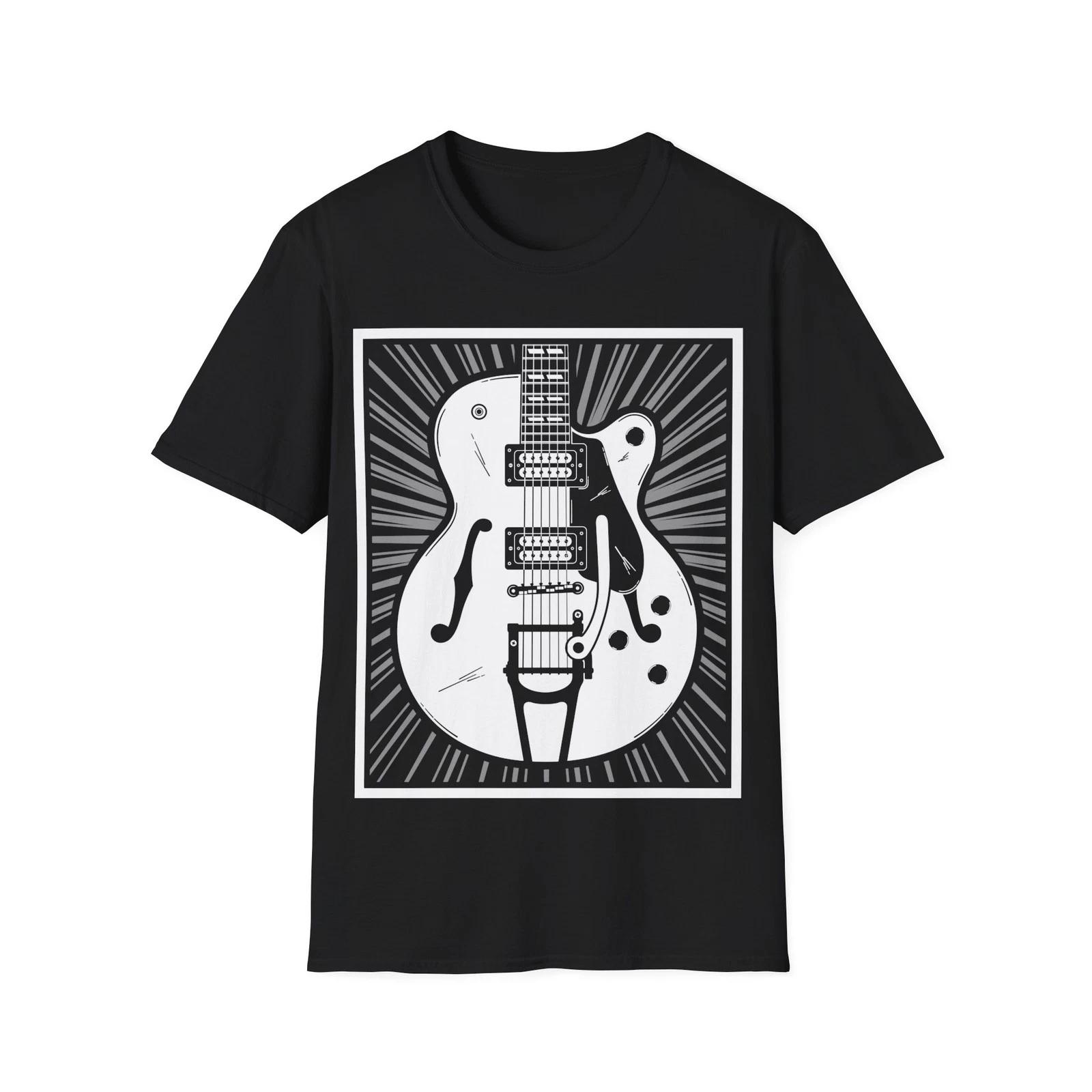 Retro Guitar T-Shirt, Guitarist Tee, Guitar Player Gift, Rock Fan Regular Top 4XL