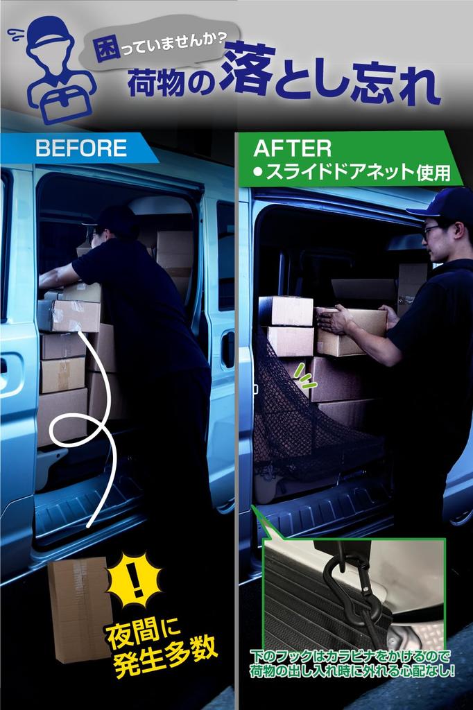 Amon Cargo Net Set for Suzuki Every Light with Additional Hook Great for 4824 (DA17V), Cargo, Points, Camping,