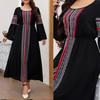 Retro Ethnic Slim-Fit Patchwork Dress - Spring/Autumn New Style