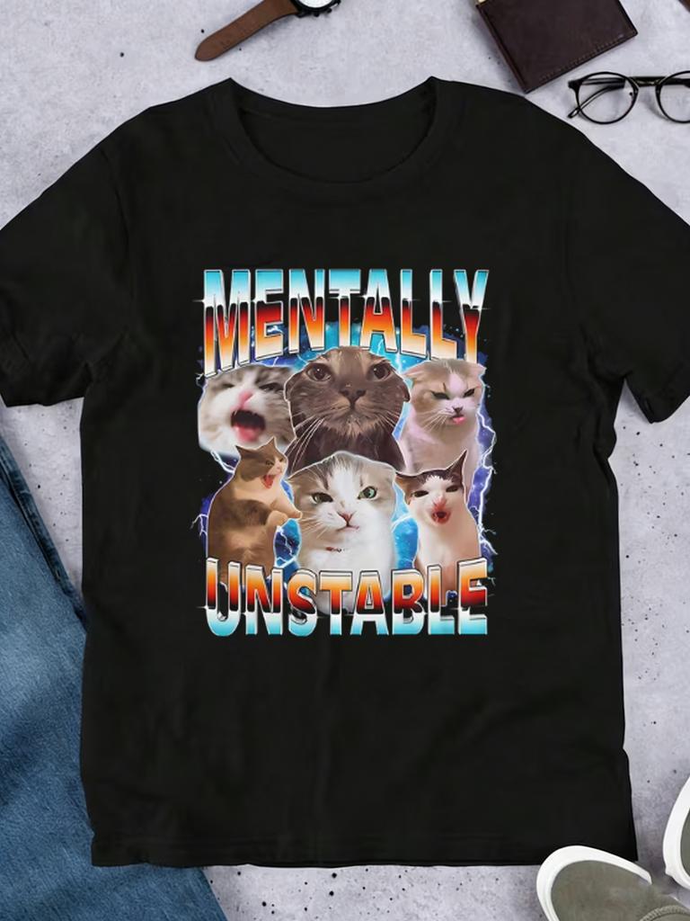 Men'S Black Round Neck T-Shirt, Featuring a Quirky And Humorous Design, Perfect for Parties, Made Fr