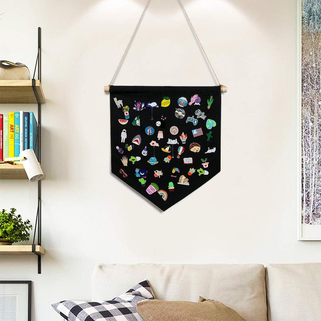 1pc Blank Canvas Display Banner Set, Hanging Pennant for Brooch & Pin Collection, Minimalist Wall Art for Collector