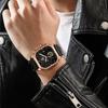 Pánské náramkové hodinky Pánské kožené hodinky Luxusní hodinky Ležérní módní pár Čtvercové hodinky z telecí kůže