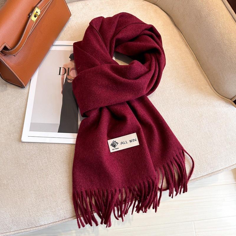 Womens Warm Thick Wool Blend Scarf Long Shawl With Tassels Winter Solid Color Fashion Accessory