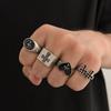 European and American Retro Ring Hip-hop Niche Personality High-end Open Ring Men's 4-piece Cross Bracelet
