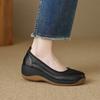 Vintage Light Luxury Thick-soled Loafers Women's Real Leather Round-toe Single Shoes Autumn Casual High-heeled Leather Shoes