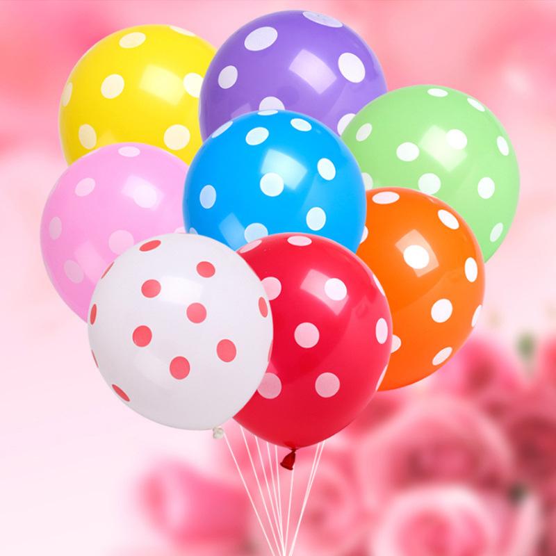 

12-дюймовый красочный латексный шар День рождения Походная вечеринка День защиты детей Принт в горошек Утолщенный шар mixed color dots (50 in a pack)