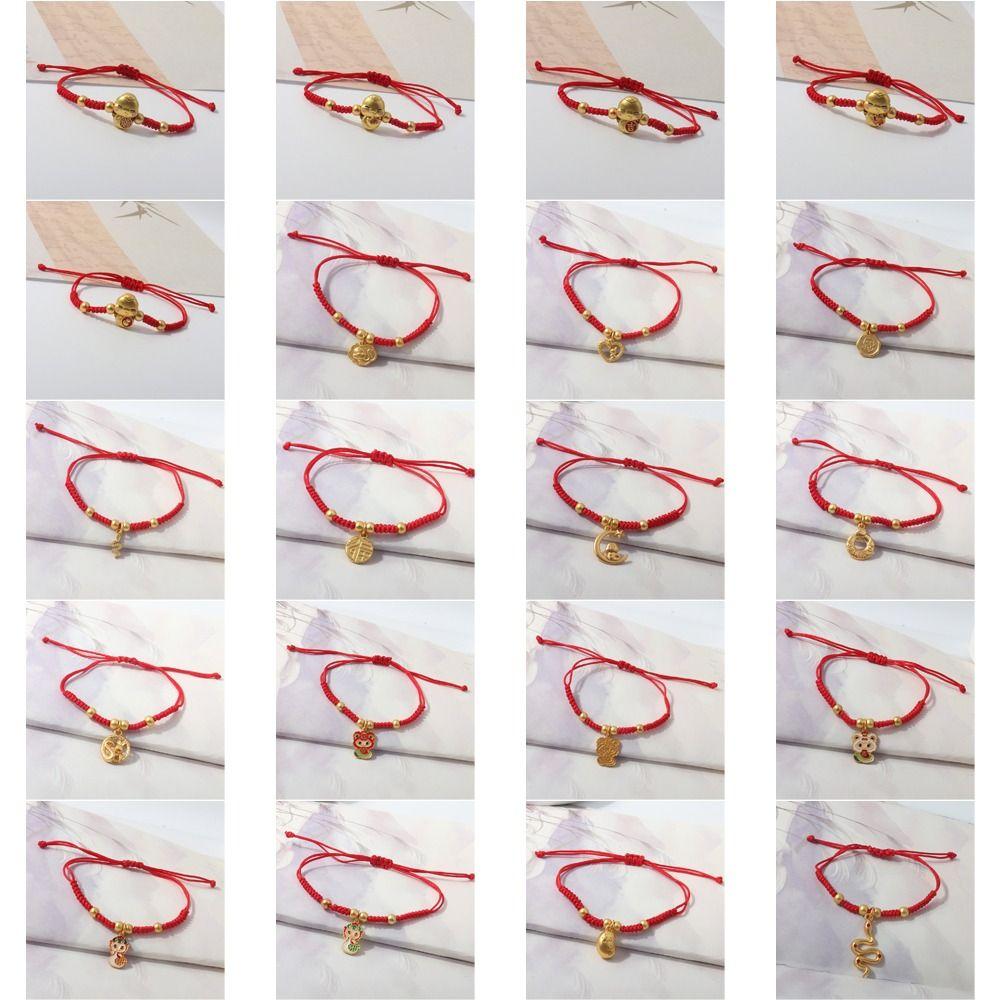 Chinese Style Lucky Red Rope New Year Fortune Bracelet Cute Snake Year Bracelet  Women