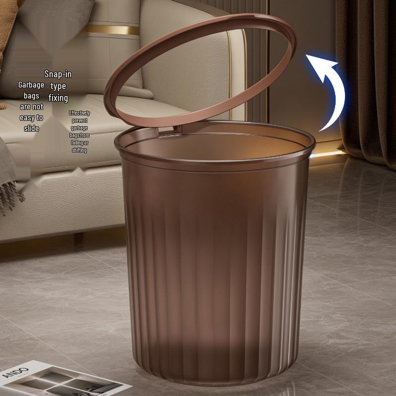 Elegant Large Capacity Grey Transparent Trash Can for Bedroom or Office