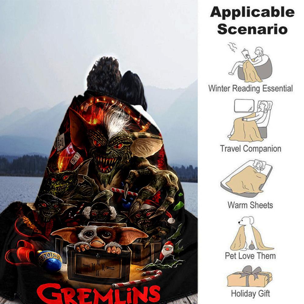 1pc Gremlins Christmas Throw Blanket Soft Flannel, Cozy All Season Polyester Perfect for Home, Office