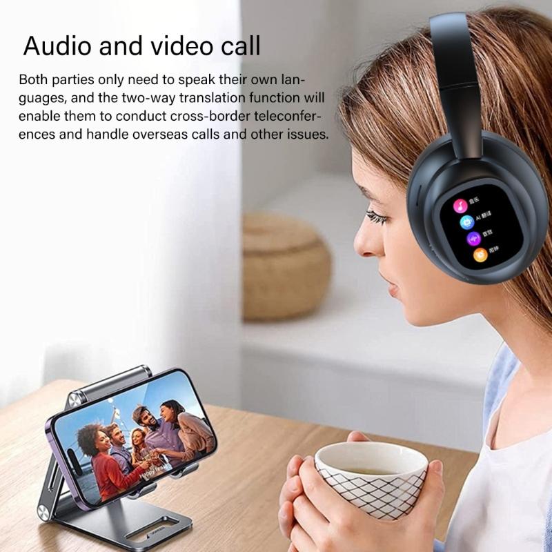 KI-Übersetzung Bluetooth-kompatible Kopfhörer Echtzeit-Anzeige für mehrsprachige Kommunikation Over-Ear-Headsets
