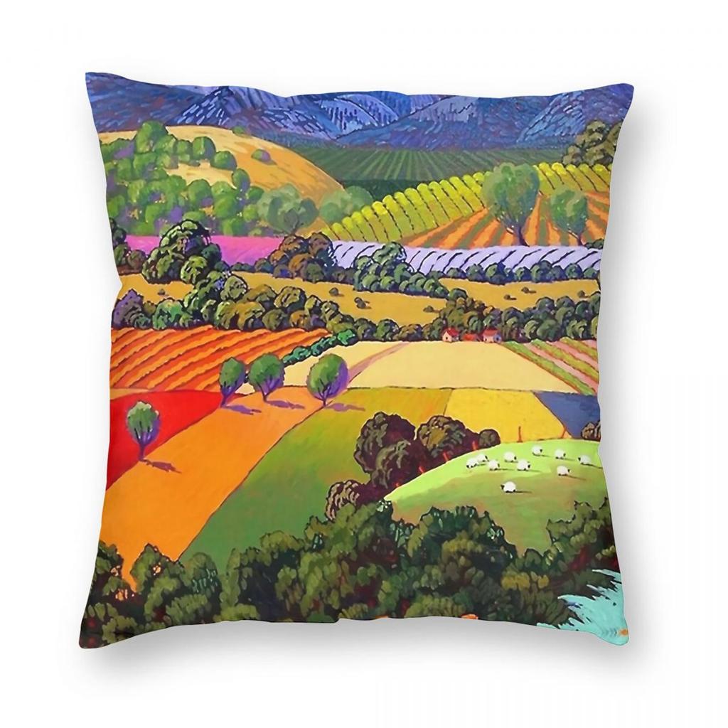 David Hockney Garrowby Hill Čtvercový povlak na polštář Polyester Len Samet Kreativní Dekorativní povlak na polštář Potah na polštář do domácnosti 45X45