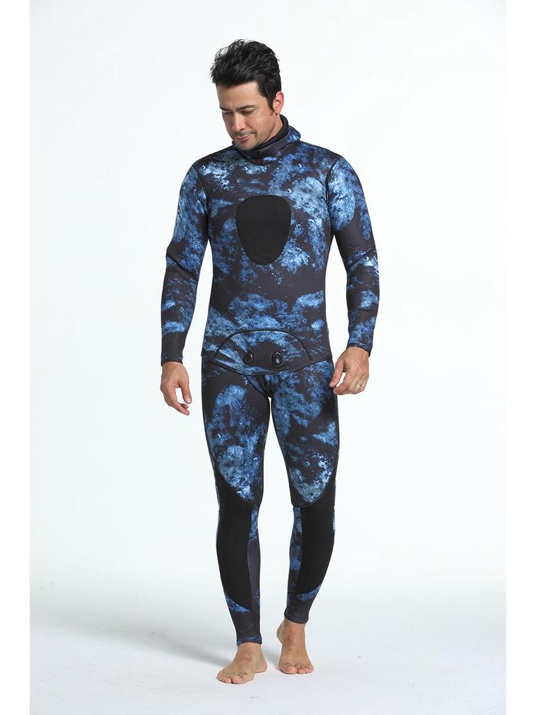 5mm Camouflage Neoprene Fleece-Lined Two-Piece Diving Wetsuit for Spearfishing