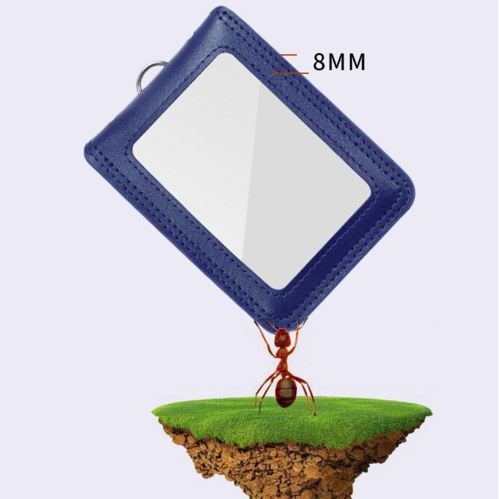Double-Sided Leather Card Cover Badge Clip With Neck Strap ID Card Holder Card Case Clear Leather Badge Holder Badge Accessories