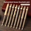Scalable Metal Fountain Pen Handwriting Mini Pocket Pen Student Vintage Brass Pens  Stationery