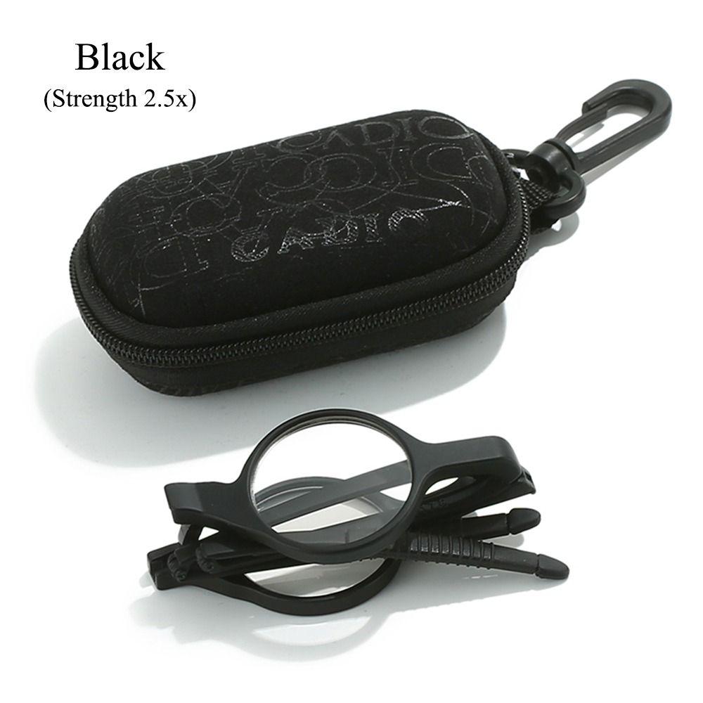Round Lens Folding Reading Glasses with Zipper Glasses Case Spring Hinge Readers  for Women & Men