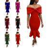 Evening Dress Temperament Chest Wrap Bow Fishtail Dress Autumn New Women's Clothing