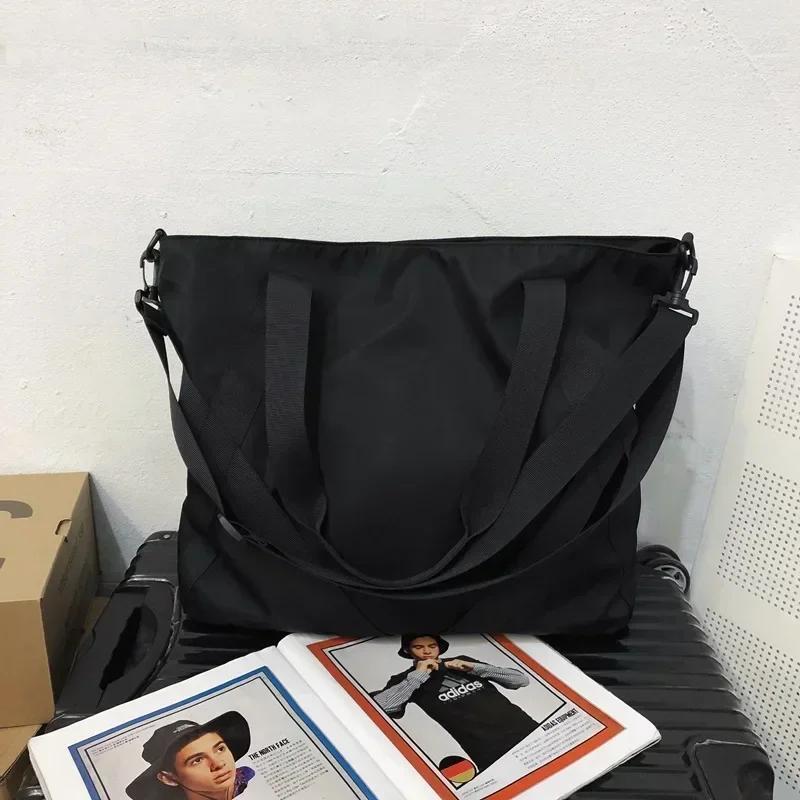 

High Quality Large Capacity Shopping Bags For Women Tote Bags Nylon Female Shoulder Bag Retro Mens Handbags Travel Shoulder Bag чёрный