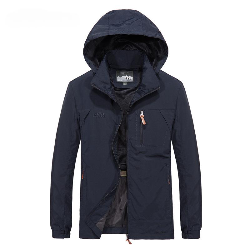 Spring and Autumn New Jacket Men's Outdoor Quick-Drying Breathable Hooded Windbreaker Jacket Large Size Top Jacket