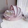 Removable Pet Cradle Bed Four-Season Warm Cozy Dog/Cat Bed Soft and Comfortable Cotton and Linen Small Dog Beds Durable