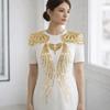 1 Set Gold Silver Sequin Lace Fabric Patch Organza Trim Embroidered Tassel Bodice Collar Applique Elegant Sequined Patch