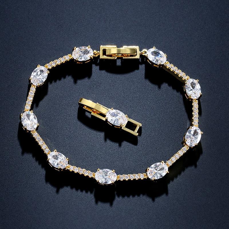 RAKOL Cross-border Supply, European and American Fashion Classic Micro-inlaid Oval Zircon Bracelet, Women's Exquisite and Versatile Bridal Jewelry