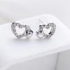Heart-Shaped Rhinestone Stud Earrings - European & American Fashion Jewelry