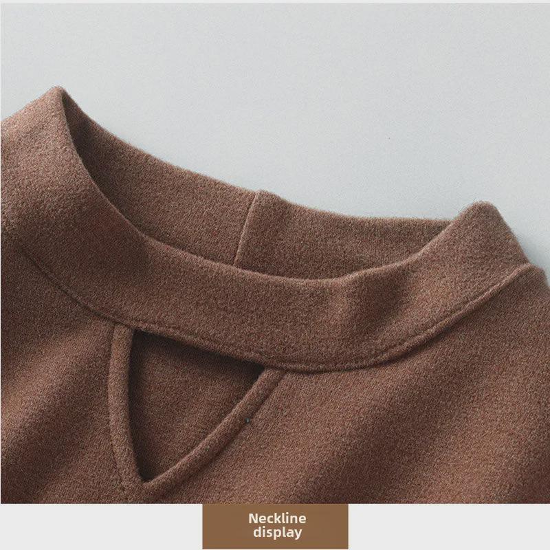 Dámské sametové tričko s dlouhým rukávem a polovičním rolákem - Podzim/Zima 2024 Dutý design