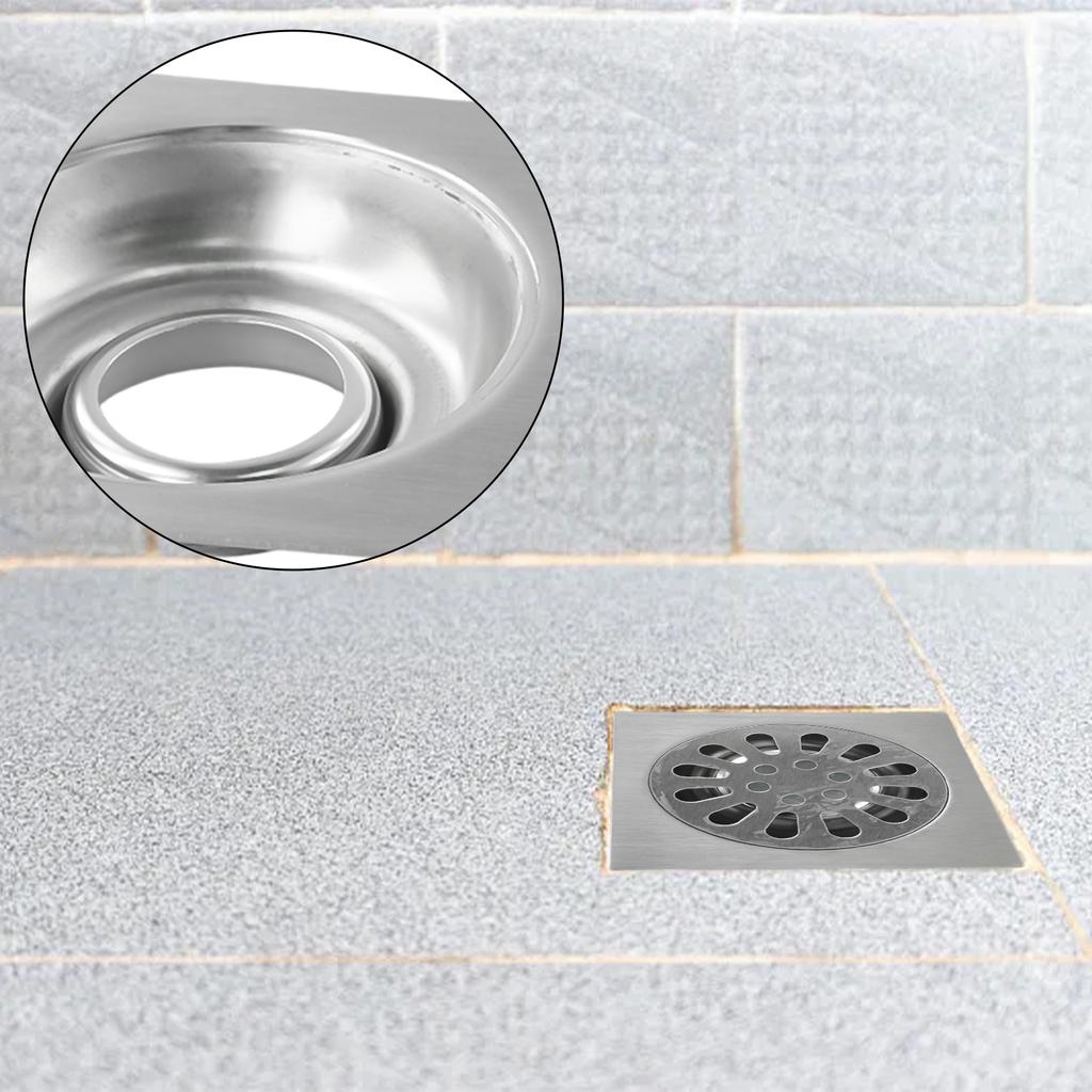 Square Shower Drain Floor Drain Easy Installation Grid Pattern Perfect Size Removable Cover Easy Cleaning Bathroom