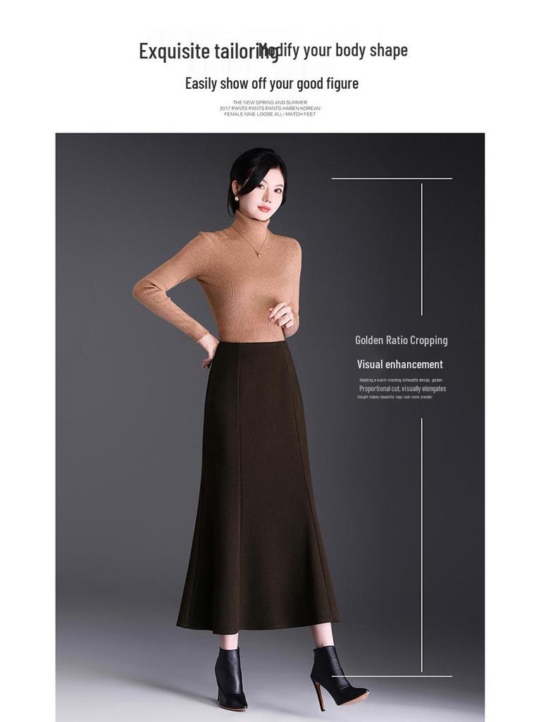 2025 Winter Long Woolen High-Waisted Fishtail Pencil Skirt
