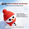 Christmas Snowman Ornament 3D Printed Knitted Figurine, Statue with Red Knit Festive Decor Hat and Scarf, Mini Sculpture for Holiday Desk Decoration