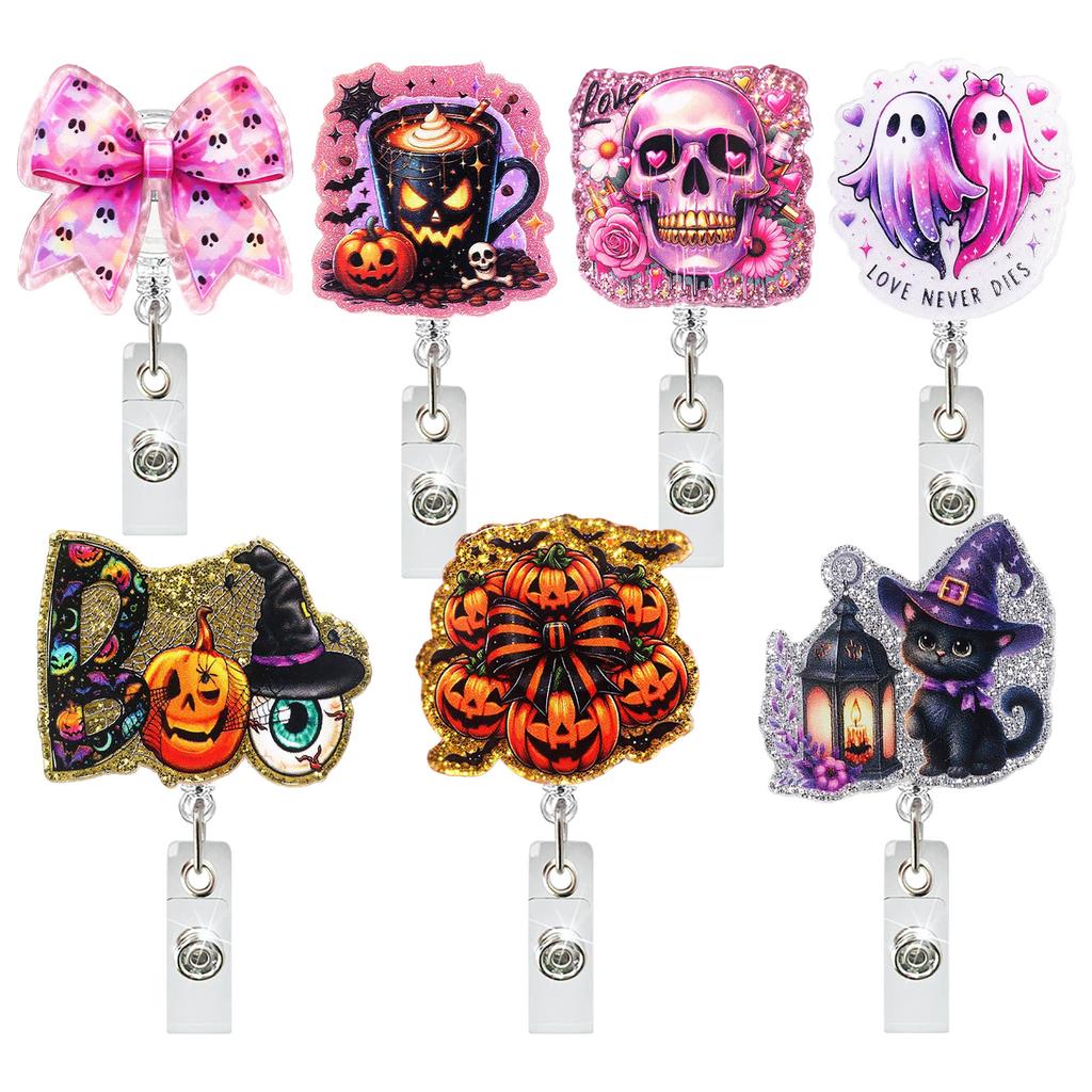 Alligator Clip Badge Holder Personalized Retractable Name Tag Id Card Badge Holder Charming Acrylic Badge Reel For Office Work