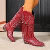 Autumn 2025 Embroidered buckle tassel western comfortable stylish versatile vacation cowboy boots for women