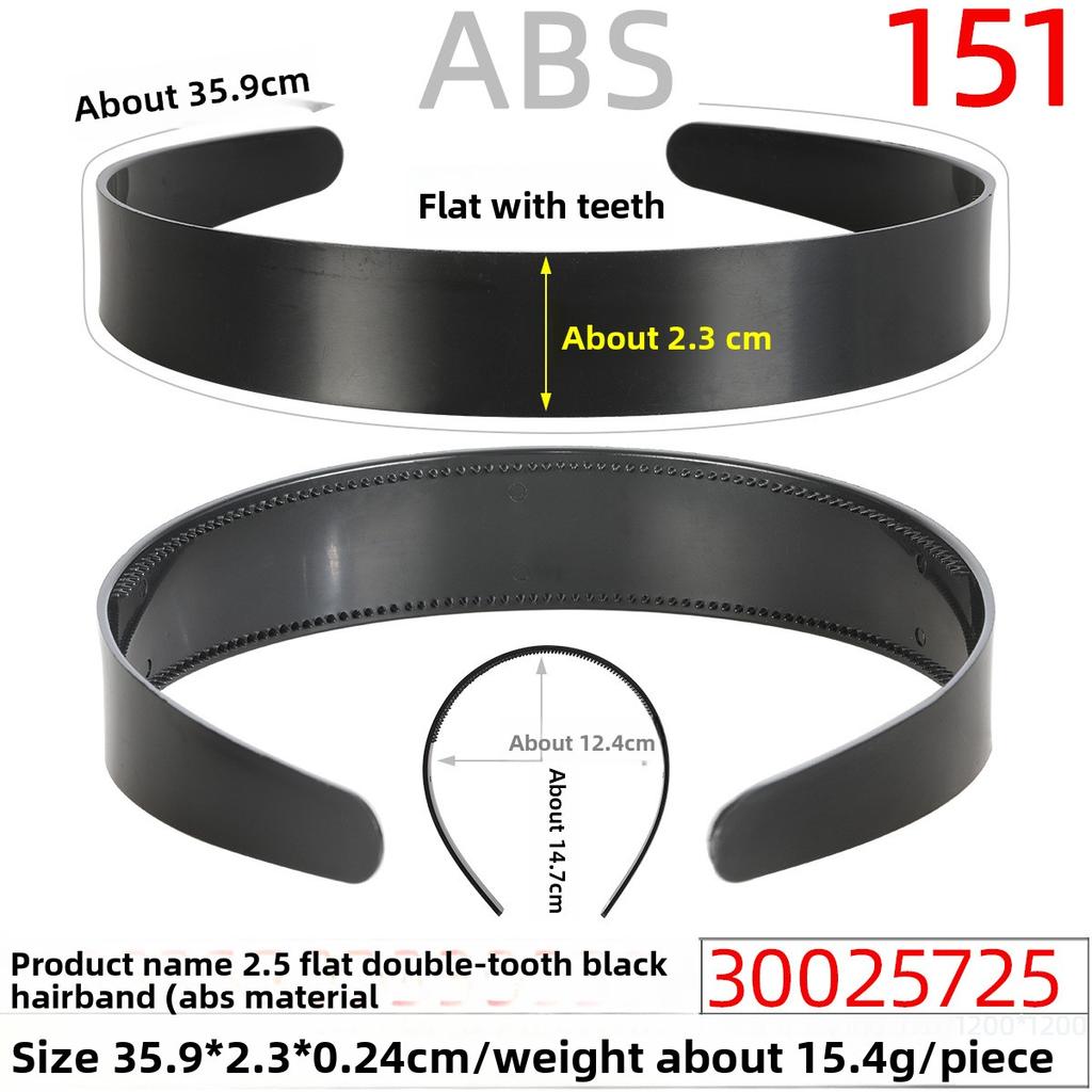 The Long Black Fully Covered Fabric Hair Band with Teeth Made of Plastic Raw Material Has Anti-slip Teeth On The Base