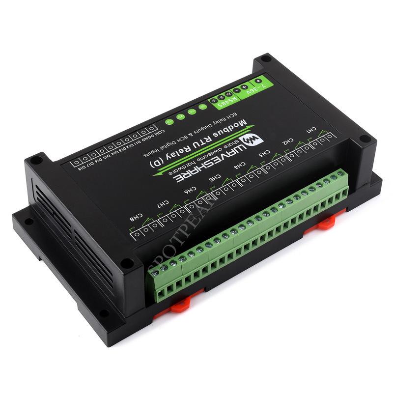 

Modbus RTU RS485 Relay Module, 8-Way Switch Input, Industrial Grade, 7~36V Power Supply