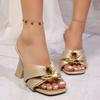 Einzeilige Schuhe Dicke Absätze Zehentrenner Schuhe mit eckiger Spitze High-Heel Zehentrenner