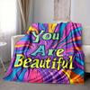 1Pc Colorful Affirmation Art Flannel Blanket, Soft And Comfortable, Casual Warm, Camping Travel, Christmas, Halloween Xmas Gift. G1297
