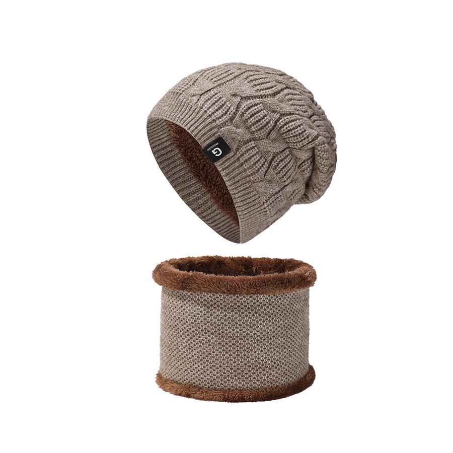 

Осенне-зимняя вязаная шапка, комплект шарфов, бархатная теплая морозостойкая пуловерная шапка с узором из конопли легкие хаки