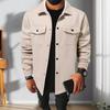 Herren Herbst Winter Einfarbiges Hemd Revers Langarm Pattentaschen Jacke