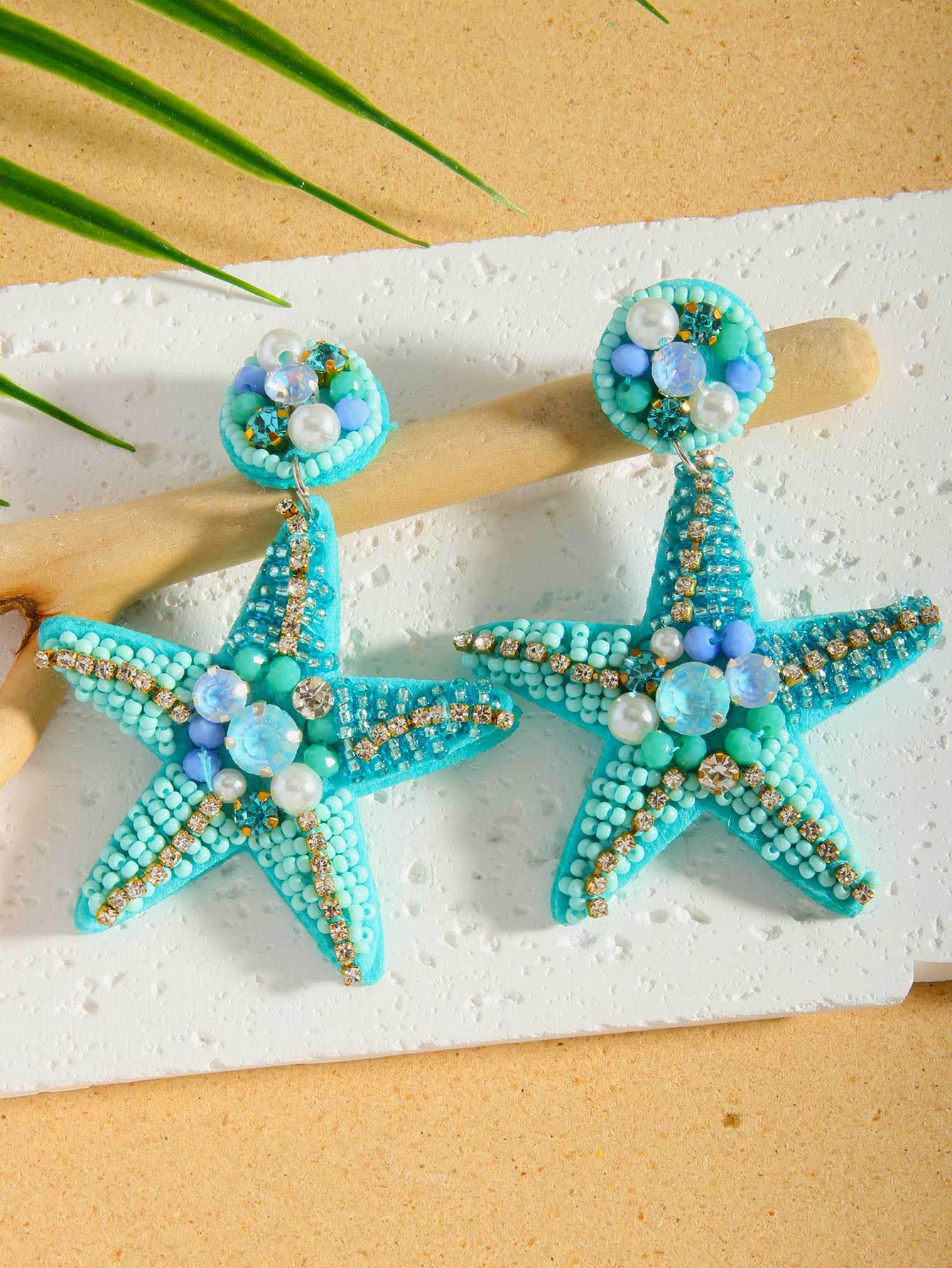 

Серьги из бисера «Морская звезда и морской конёк» с жемчугом - Уникальный пляжный стиль