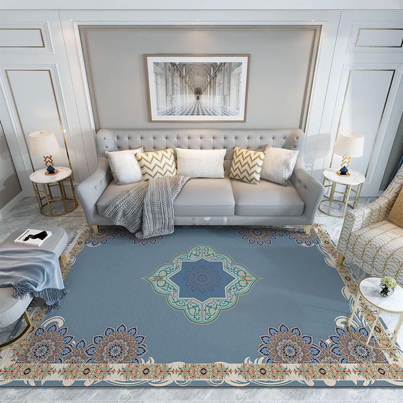 Retro American Style Living Room Carpet Classical Decoration Home Sofa Machine Washable Rug Lounge Bedroom Non-slip Mat Fully