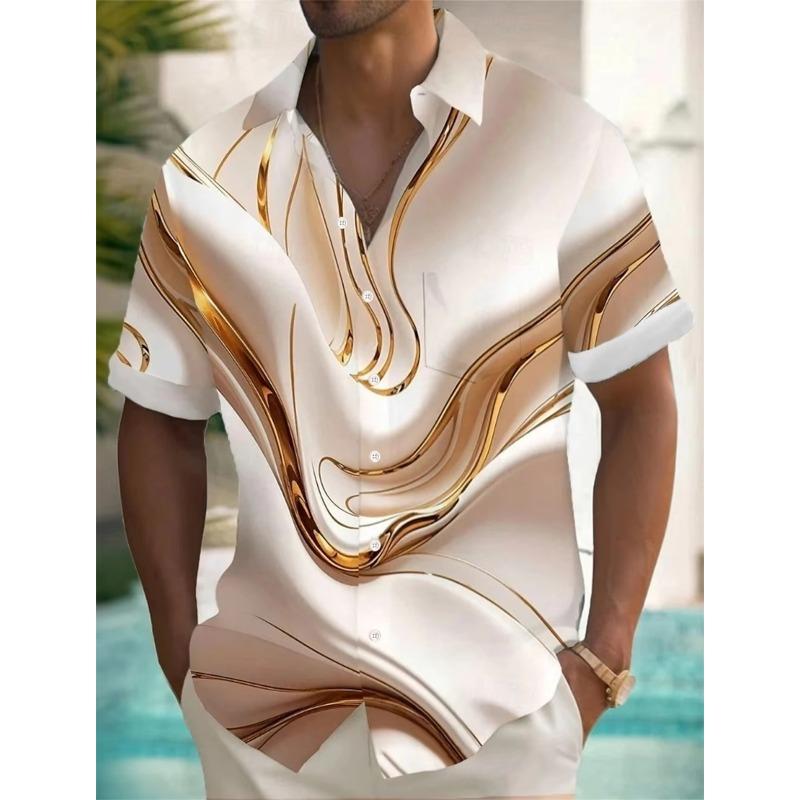 Men s Shirt Marble Texture Shirt Men Fashion Casual Short Sleeve Button Up Hawaiian Shirts Beach Blouse Men s Clothing S