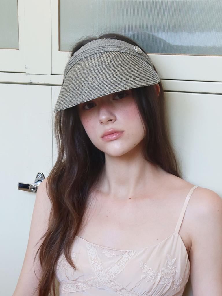 Sioleu Lea Raffia Sun Visor Hat_Grey