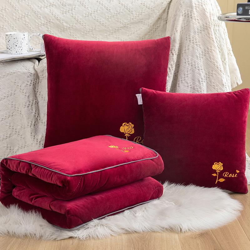 Modern Minimalist Double-Sided Embroidered Fleece Baby Throw Pillow Blanket 