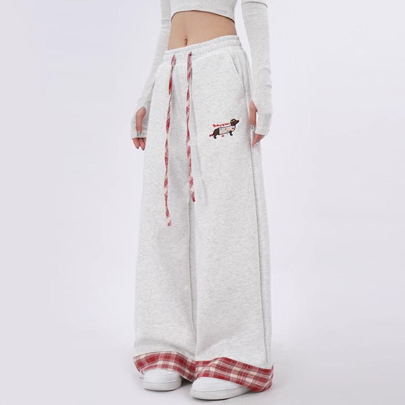 Women's Sporty Retro Wide-Leg Sweatpants, Cuffed, 2025 Design – Loose Fit for Autumn/Winter Casual Wear