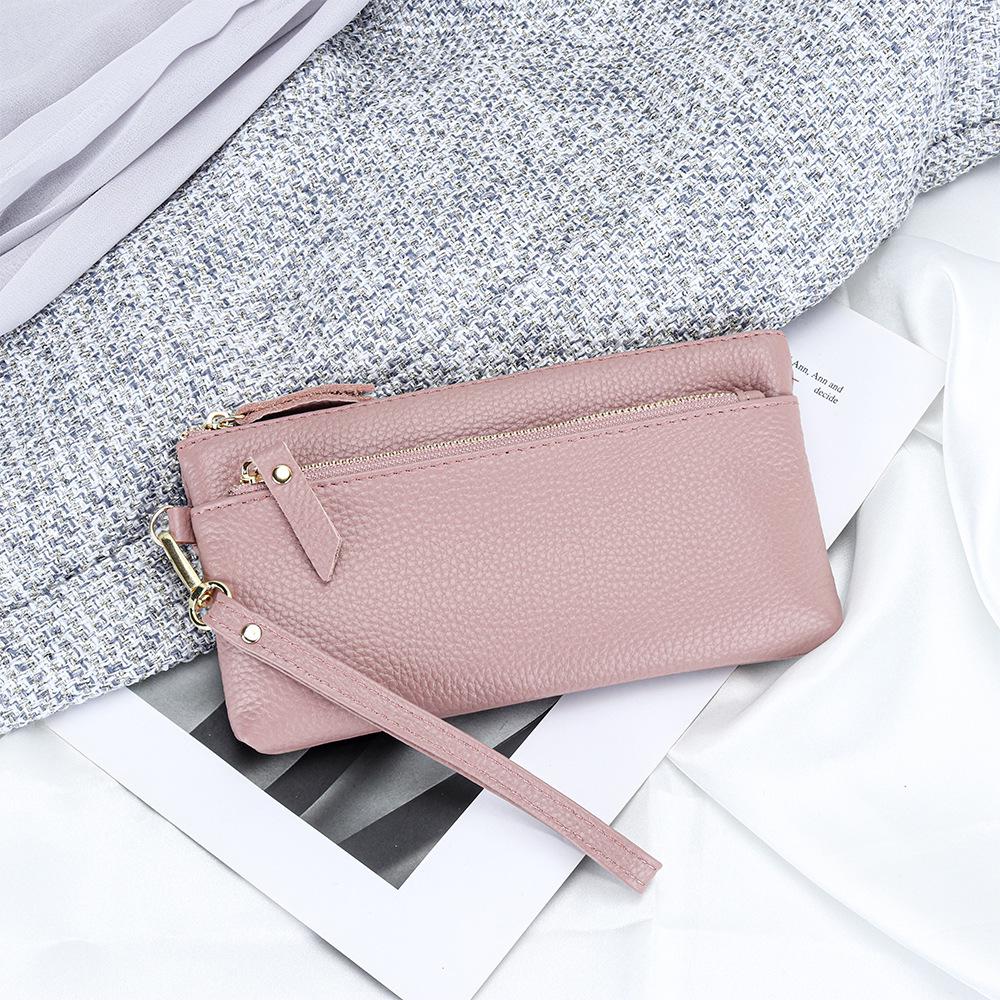 Women's Large Capacity Cowhide Clutch Wallet with Phone Storage