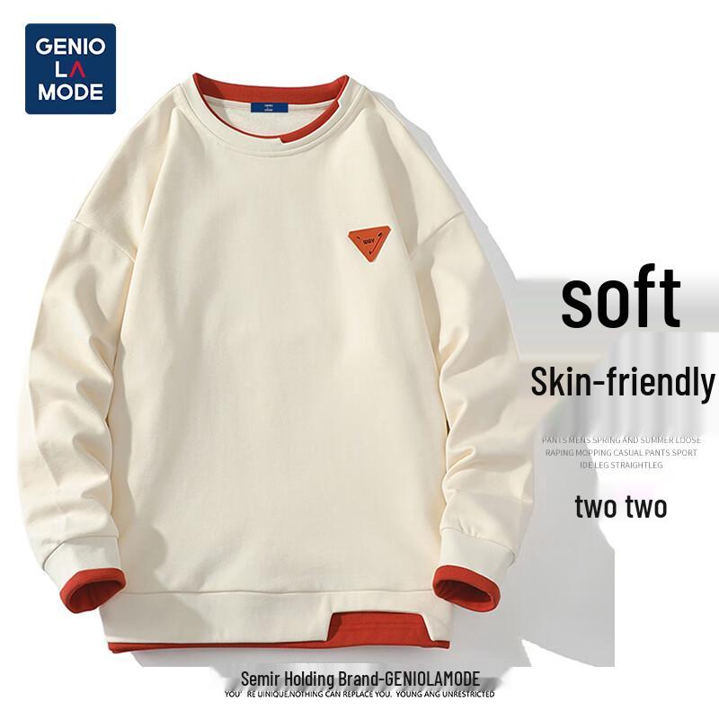 

GENIOLAMODE Men s Color Block Faux Two-Piece Round Neck Sweatshirt 4XL